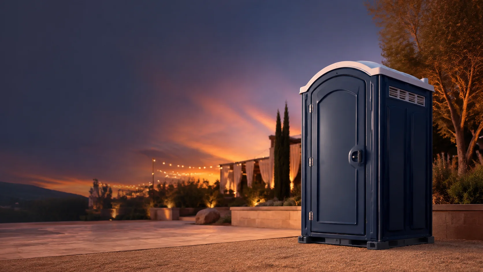 Portable restroom shown for rental planning in Palatine, IL